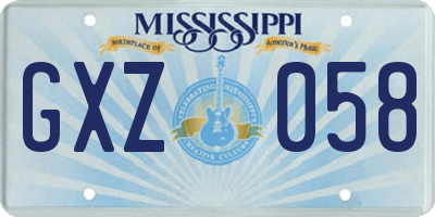 MS license plate GXZ058