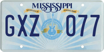 MS license plate GXZ077