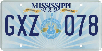 MS license plate GXZ078