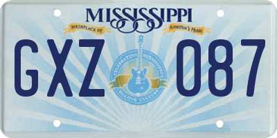 MS license plate GXZ087