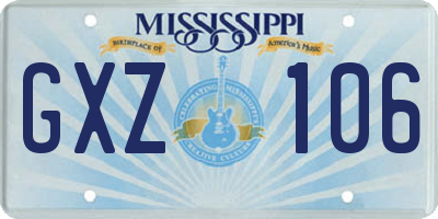 MS license plate GXZ106