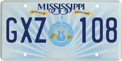 MS license plate GXZ108