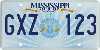 MS license plate GXZ123