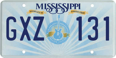 MS license plate GXZ131