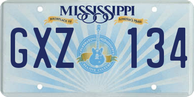 MS license plate GXZ134