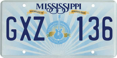 MS license plate GXZ136