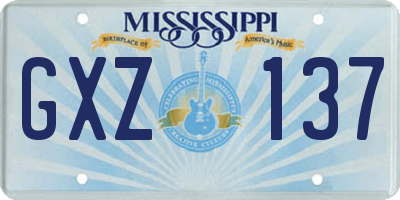 MS license plate GXZ137