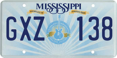 MS license plate GXZ138
