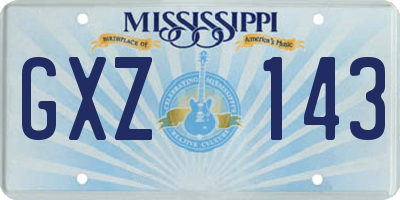 MS license plate GXZ143