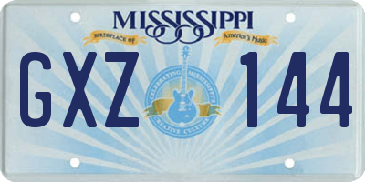 MS license plate GXZ144
