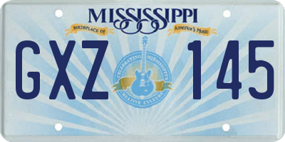 MS license plate GXZ145