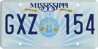 MS license plate GXZ154