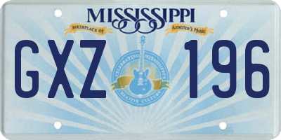 MS license plate GXZ196