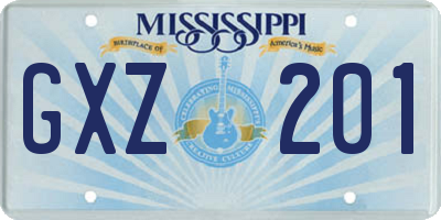 MS license plate GXZ201