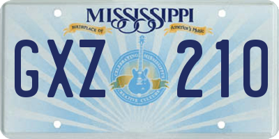MS license plate GXZ210