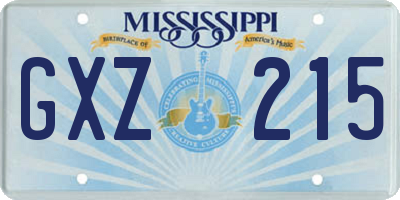 MS license plate GXZ215