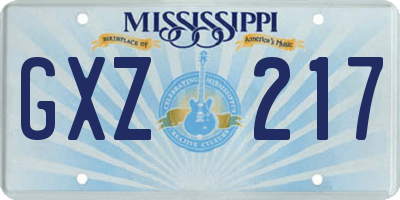 MS license plate GXZ217
