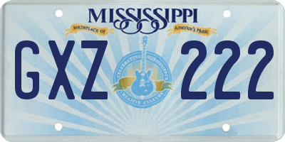 MS license plate GXZ222