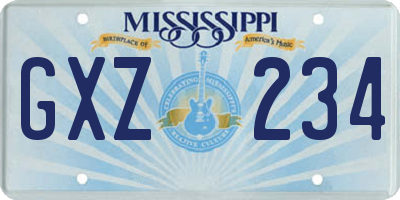 MS license plate GXZ234