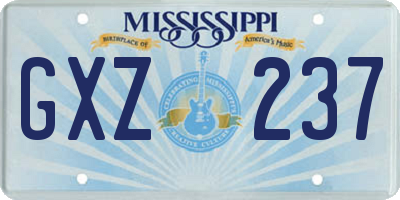 MS license plate GXZ237