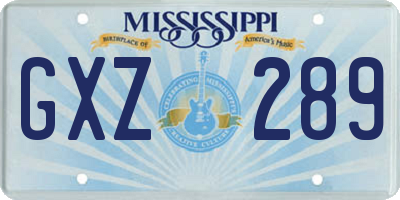 MS license plate GXZ289