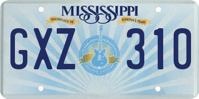 MS license plate GXZ310