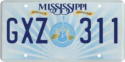 MS license plate GXZ311