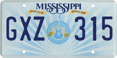 MS license plate GXZ315
