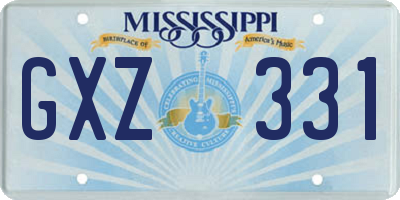 MS license plate GXZ331