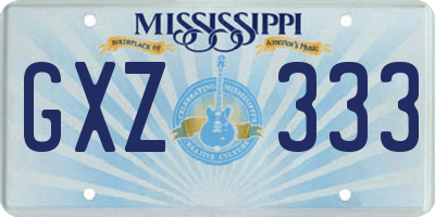 MS license plate GXZ333