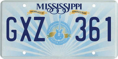 MS license plate GXZ361