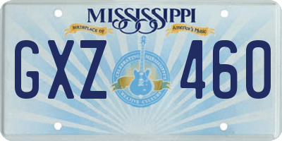 MS license plate GXZ460