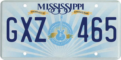 MS license plate GXZ465