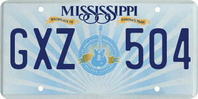 MS license plate GXZ504
