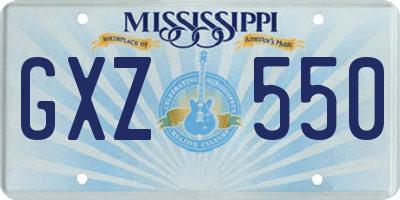 MS license plate GXZ550