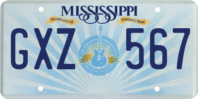 MS license plate GXZ567