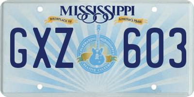 MS license plate GXZ603