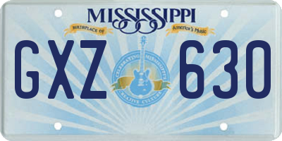 MS license plate GXZ630