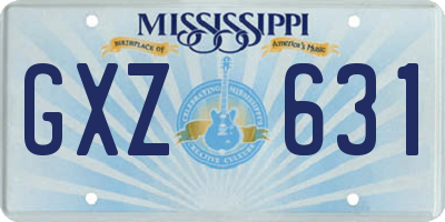 MS license plate GXZ631