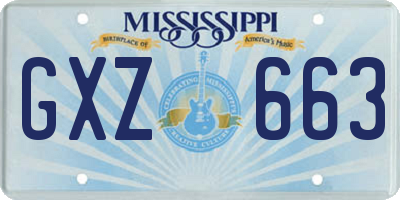MS license plate GXZ663