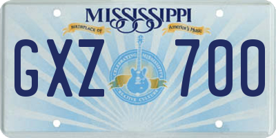 MS license plate GXZ700