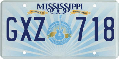 MS license plate GXZ718