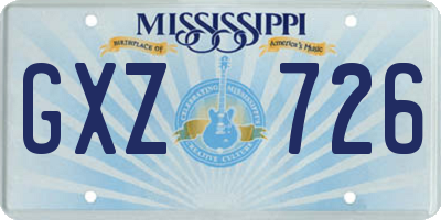 MS license plate GXZ726