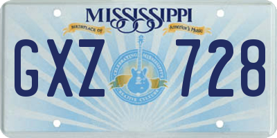 MS license plate GXZ728