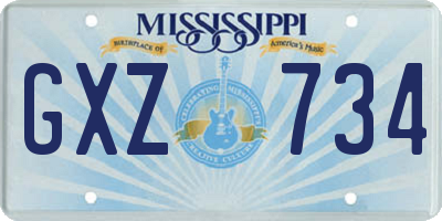 MS license plate GXZ734