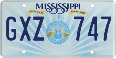 MS license plate GXZ747