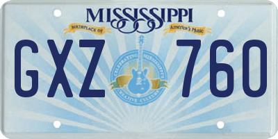 MS license plate GXZ760