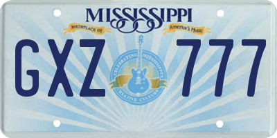 MS license plate GXZ777