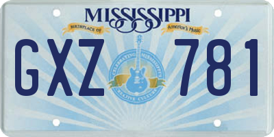 MS license plate GXZ781