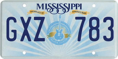 MS license plate GXZ783